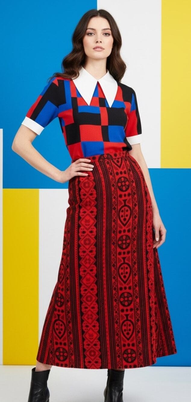 Vintage 70's Nelly de Grab New York Awesome Woven Mod Maxi Skirt